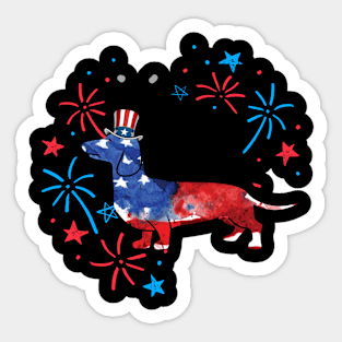 Dachshund Uncle Sam Hat 4Th Of July Sticker